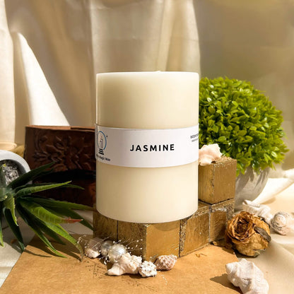 Jasmine Scented Paraffin Candle - Pillar - 400g