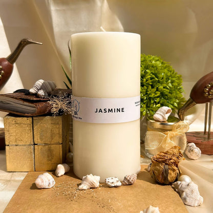 Jasmine Scented Paraffin Candle - Pillar - 600g