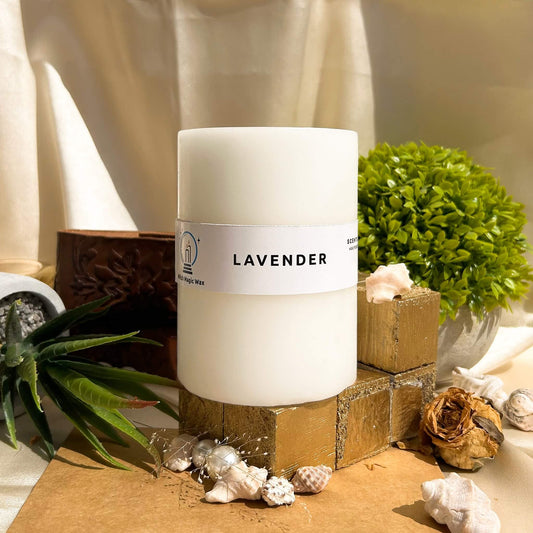 Lavender Scented Paraffin Candle - Pillar - 400g