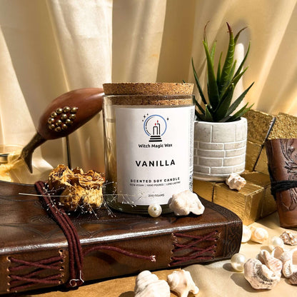 Vanilla Scented Soy Candle - Clear Glass Jar - Cork Lid - 200g