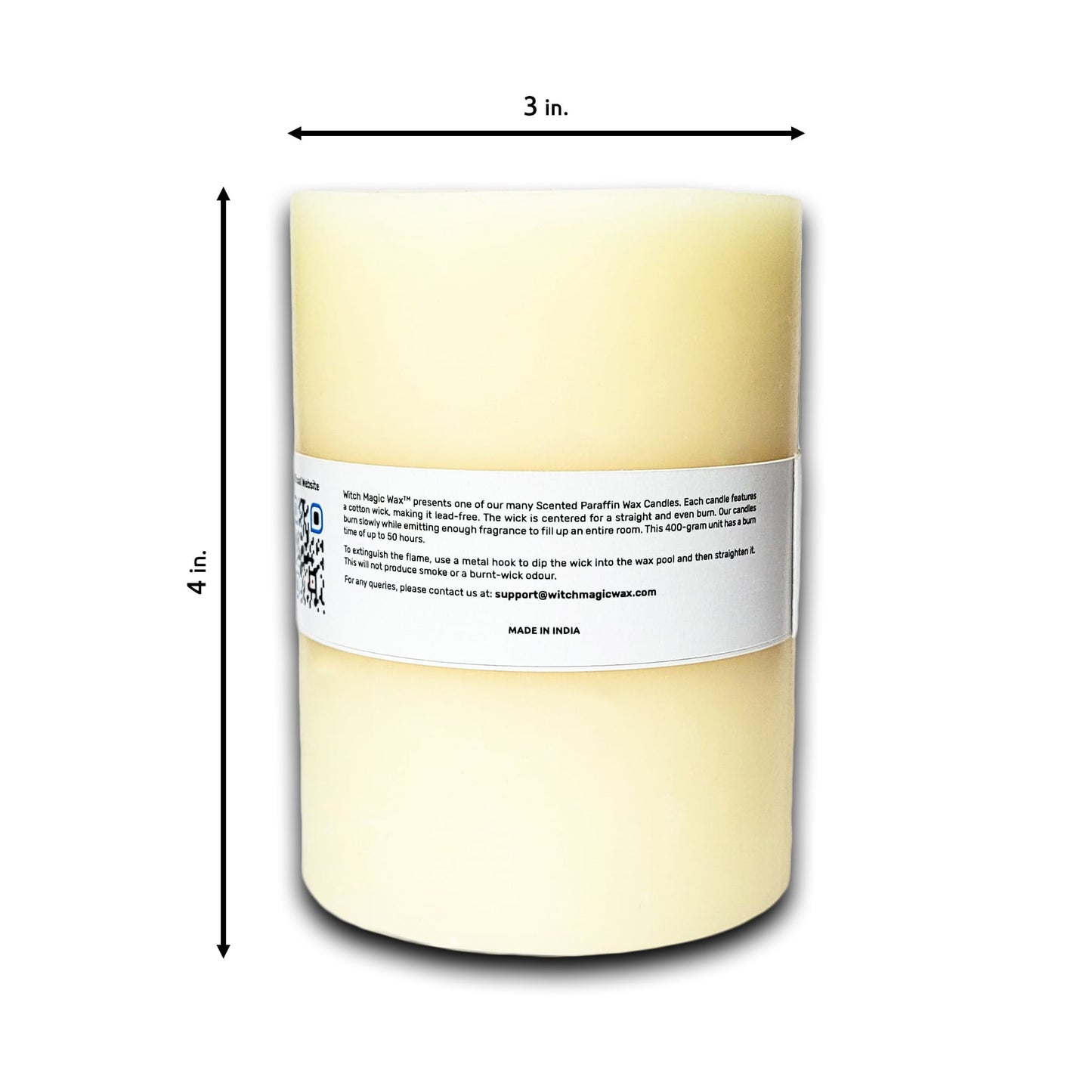 Jasmine Scented Paraffin Candle - Pillar - 400g