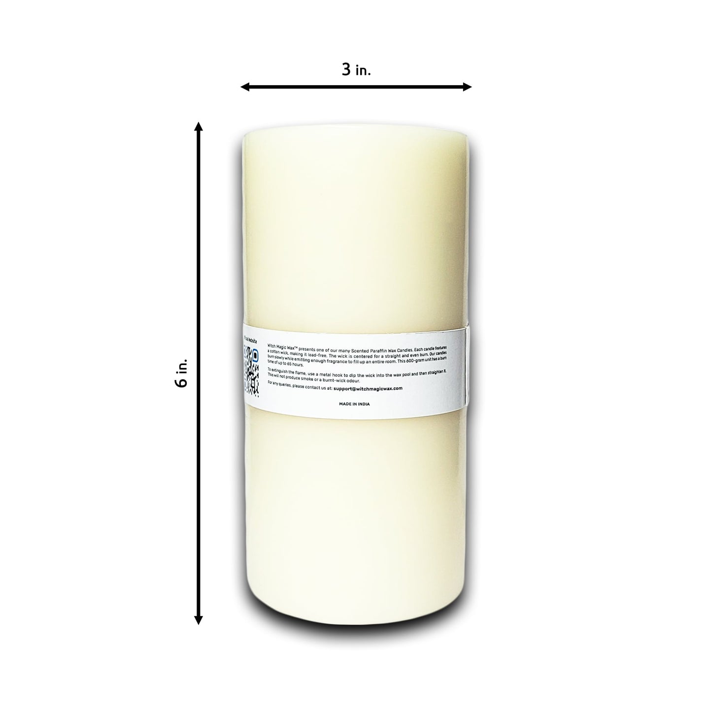 Jasmine Scented Paraffin Candle - Pillar - 600g